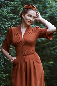 Miss Candyfloss - 50s Janie Amber Signature Jumpsuit in Brick 2