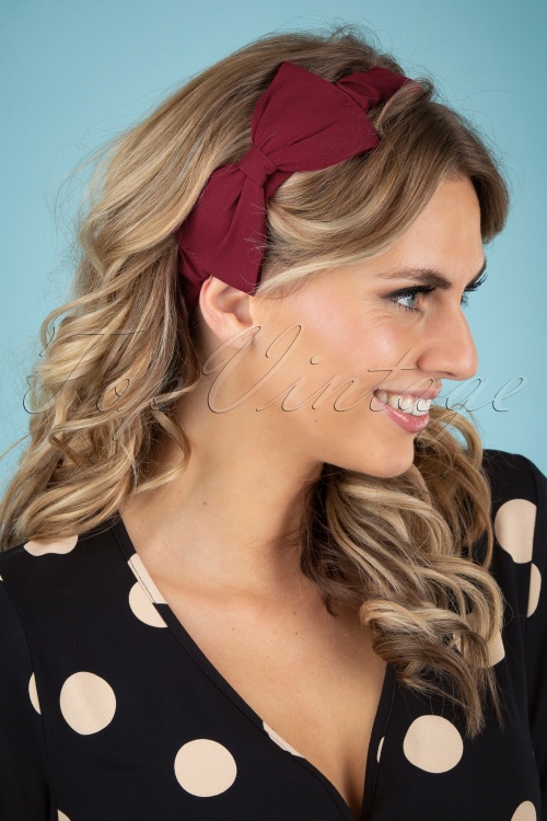 Banned Retro -  50s Dionne Bow Head Band in Burgundy