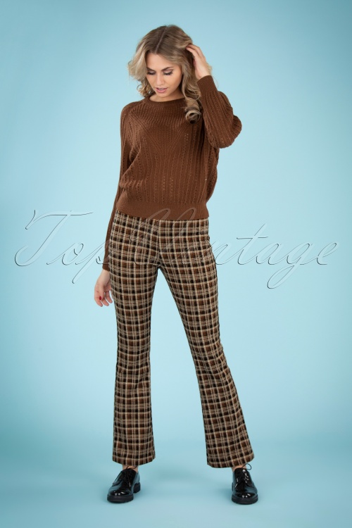 Smashed Lemon - 60s Davina Flared Trousers in Black and Brown