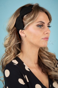 Banned Retro -  50s Dionne Bow Head Band in Black 2
