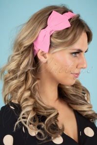 Banned Retro - 50s Dionne Bow Head Band in Bubblegum Pink 3