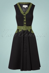Miss Candyfloss - 50s Idriya Lou Vest Style Swing Dress in Black 3