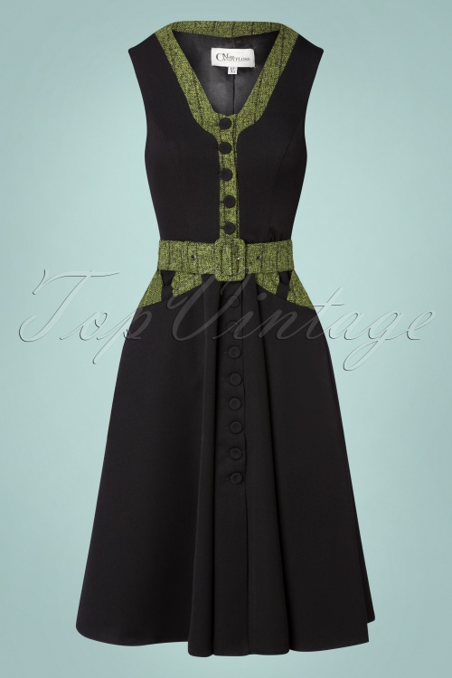 Miss Candyfloss - Idriya Lou vest style swing jurk in zwart 3