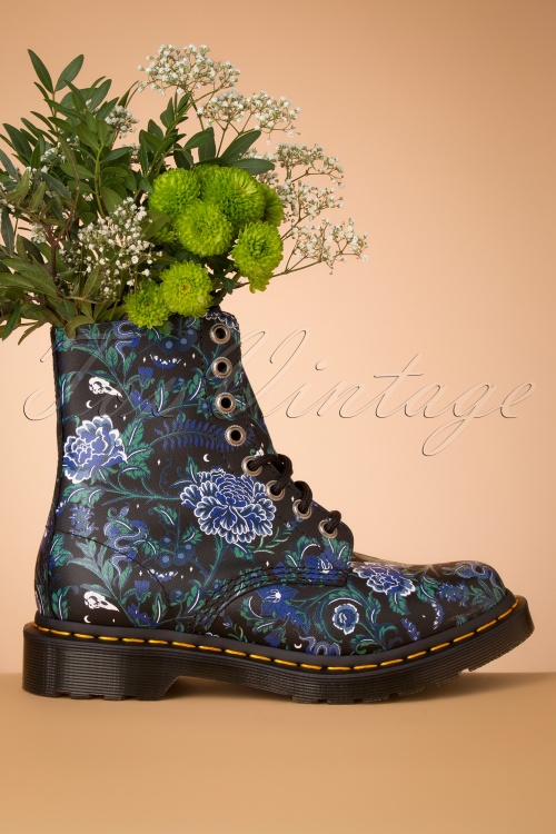 Dr. Martens - 1460 Pascal Floral Mash Up Backhand Boots in Black
