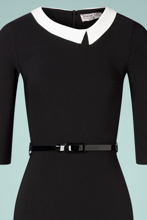 Vintage Chic for Topvintage - Caroline pencil jurk in zwart 2
