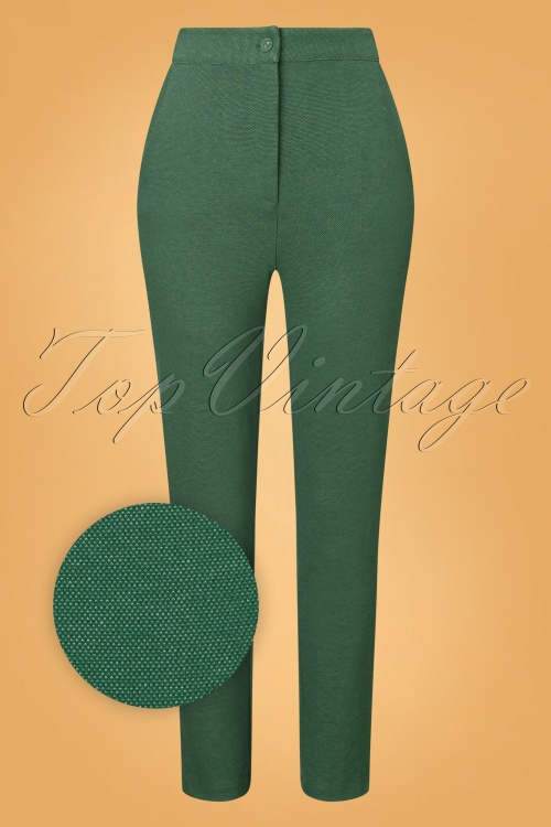 Who's That Girl - Heike Denim Trousers Années 60 en Vert Bouteille