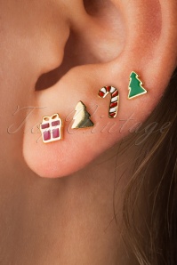 LULU Copenhagen - Christmas Gift 1 Piece Gold Plated Earring en Rouge 3