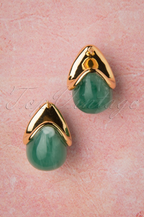 Topvintage Boutique Collection - Molly oorbellen in goud en groen 3