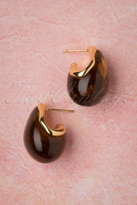 Topvintage Boutique Collection - 60s Molly Earrings in Gold and Brown 2