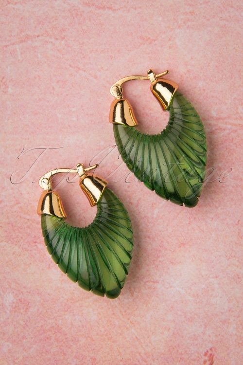 Topvintage Boutique Collection - 50s Agatha Earrings in Gold and Green