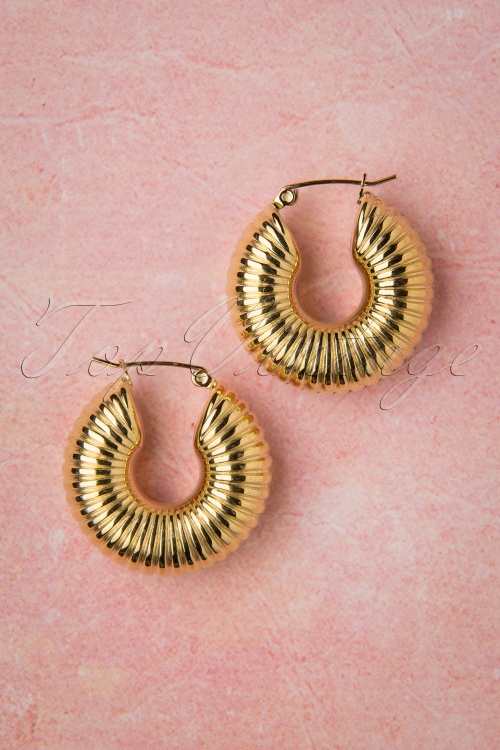 Topvintage Boutique Collection - Caterpillar Hoop Earrings in Gold 3