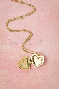 Topvintage Boutique Collection - Heart Locket Necklace Années 50 en Doré 2
