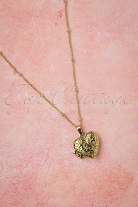 Topvintage Boutique Collection - Heart Locket Necklace Années 50 en Doré