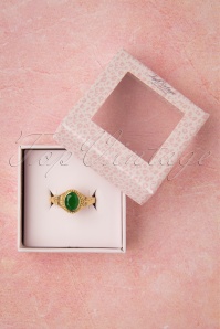 Topvintage Boutique Collection - Selflove Ring Années 50 en Doré et Vert 3