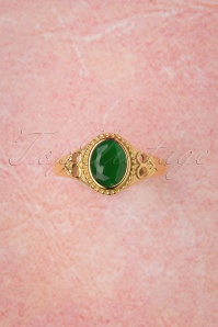 Topvintage Boutique Collection - Selflove Ring Années 50 en Doré et Vert