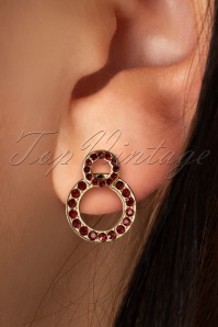 Day&Eve by Go Dutch Label - 50s Livia Earrings in Gold and Burgundy