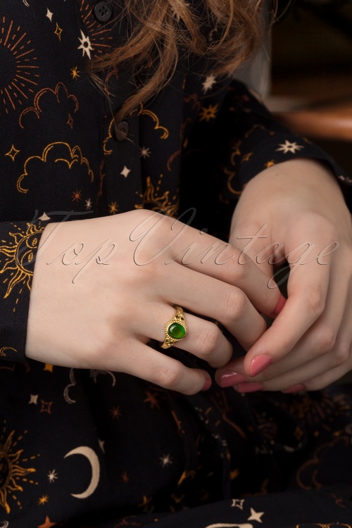 Topvintage Boutique Collection - 50s Selflove Ring in Gold and Green 4