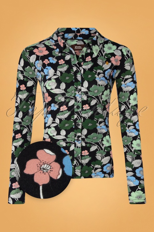 4FunkyFlavours - 70s Let's Get With The Beat Blouse in Black and Green
