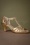 20s Riviera Leather High Nugget T-Strap Pumps in Gold
