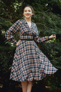 Miss Candyfloss - Paulette Gia Swing Tartan Dress Années 50 en Vert