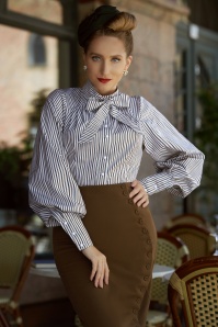 Miss Candyfloss - Becka Dora gestreepte blouse in bruin