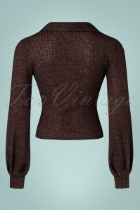 Miss Candyfloss - 50s Sahara Dora Soft Knitted Top in Chocolate 2