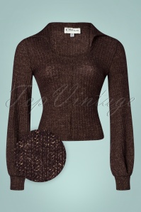 Miss Candyfloss - 50s Sahara Dora Soft Knitted Top in Chocolate