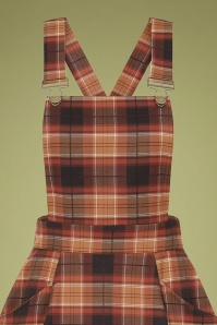 Collectif Clothing - 50s Kayden Chestnut Check Overalls Swing Dress in Brown 4