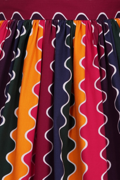 Collectif Clothing - 50s Jasmine Rainbow Wave Swing Skirt in Multi 3