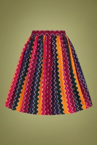 Collectif Clothing - 50s Jasmine Rainbow Wave Swing Skirt in Multi 4