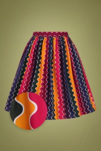 Collectif Clothing - Jasmine Rainbow Wave Swing Skirt Années 50 en Multi 2