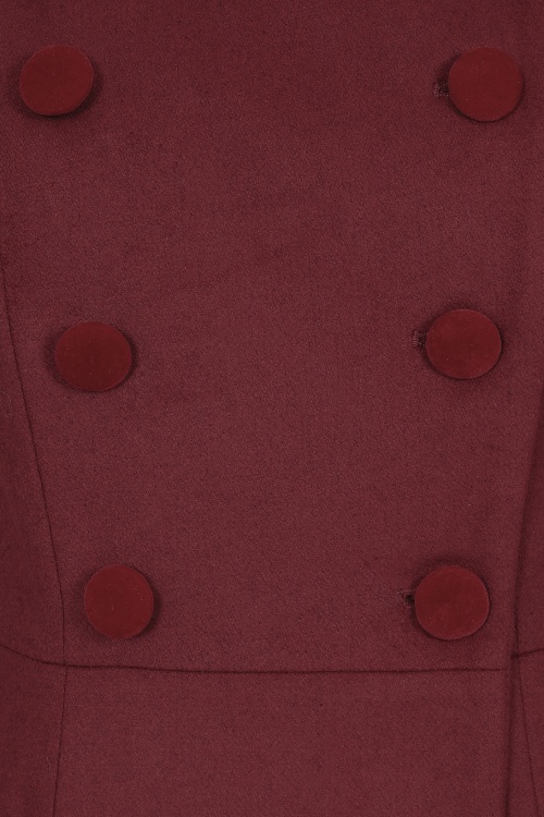 Collectif Clothing - Marisol Zweireihiger Mantel in Dunkelrot 5