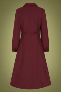 Collectif Clothing - Marisol Double Breasted Coat Années 50 en Rouge Foncé 4