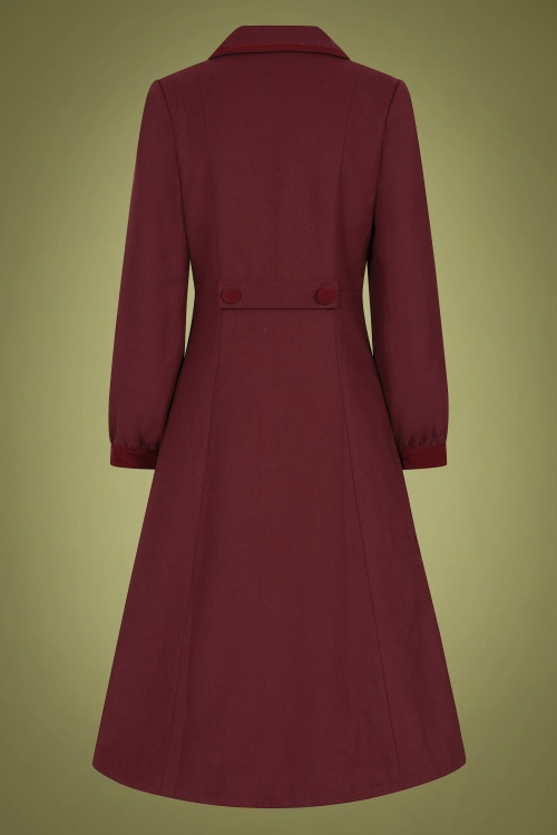Collectif Clothing - Marisol Zweireihiger Mantel in Dunkelrot 4