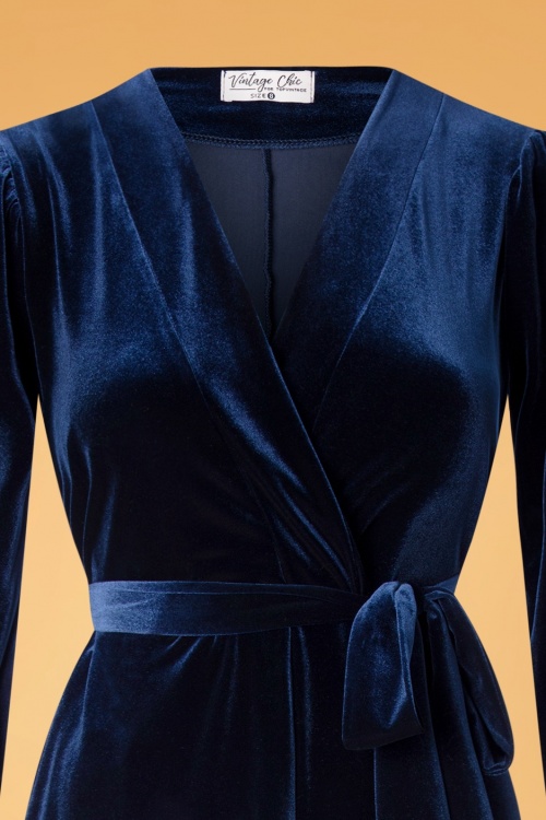 Vintage Chic 45840 Robe Navy Velvet Maxi 221209 512 V