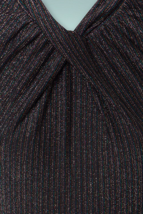 Little Mistress - Regenboog metallic jumpsuit in zwart 4