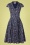 TopVintage exclusive ~ 50s Angie Leaves Swing Dress in Dark Blue