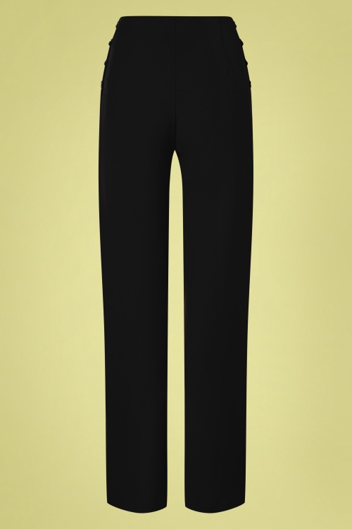 Vixen - 50s Heart Button High Waist Trousers in Black 3