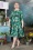 TopVintage exclusive ~ Adriana Floral Long Sleeve Swing Dress Années 50 en Vert