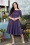 TopVintage exclusive ~ 50s Adriana Floral Long Sleeve Swing Dress in Dark Blue