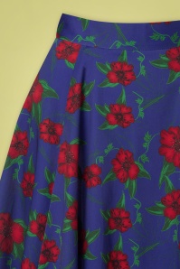 Topvintage Boutique Collection - Topvintage exclusive ~ Adriana Floral Swing Skirt Années 50 en Bleu Foncé 4