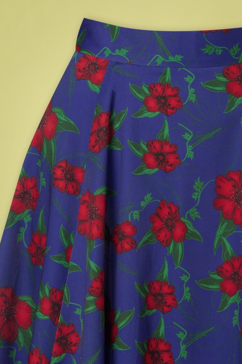 Topvintage Boutique Collection - Topvintage exclusive ~ 50s Adriana Floral Swing Skirt in Dark Blue 4