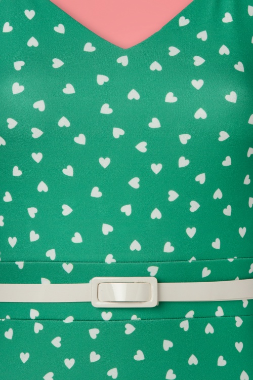 Vintage Chic for Topvintage - Willow White Hearts penciljurk in groen 3