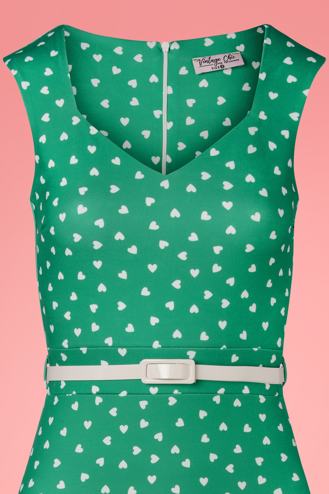 Vintage Chic for Topvintage - Willow White Hearts penciljurk in groen 2