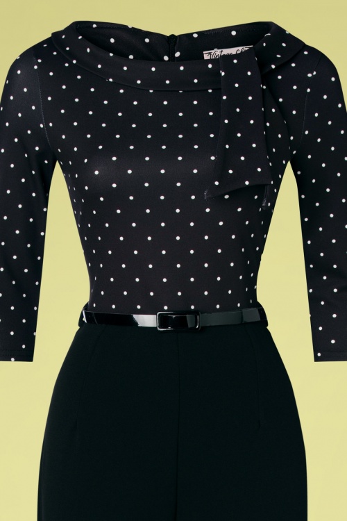 Vintage Chic 46491 Jumpsuit Black White Dots 230117 504V