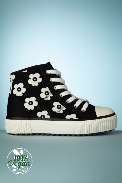 Ruby Shoo - Cassie hoge sneakers met bloemenprint in zwart 2