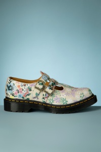 Dr. Martens - 8065 Floral Mash Up Mary Jane Shoes in Beige 3