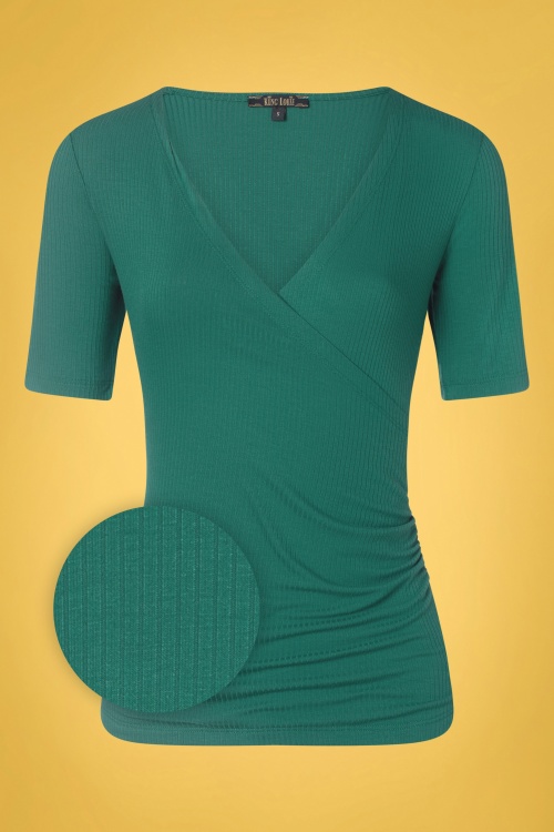 King Louie 44725 Cross Top Uni Rib Ronderosa Green Blue 221214 407Z