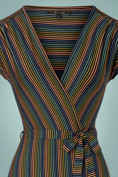 King Louie 44717 Mididress Stripes bLAck Abigail 20221212 001V