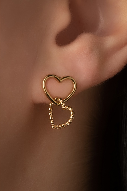Day&Eve by Go Dutch Label - 50s Hearts Earrings in Gold